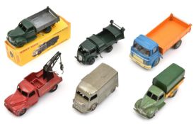 6 French Dinky Toys. Berliet GAK Tipper. Citroen H Series 1200Kg Van, Citroen Breakdown Truck,