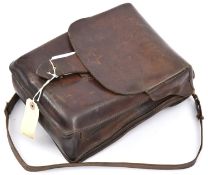 A WWII Imperial Japanese Army or Air Force flap top leather map case, with shoulder strap and belt