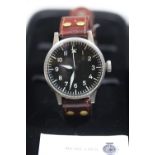 Modern Laco pilots watch, quartz movement, not running. With box and papers. VGC. 50-60