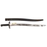 An 1856/58 Pattern Enfield sword bayonet, the blade with government sale mark, in its scabbard.