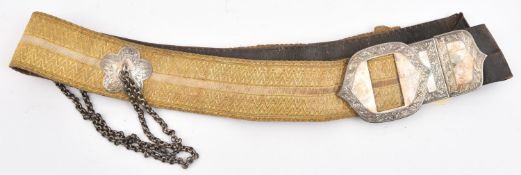 An officer's silver mounted full dress shoulder belt of The 17th (D of Cambridge's Own) Lancers,