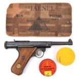 A pre war .177” German Haenel Mod 28 air pistol, number 9668 (or 8996), with British Patent only,