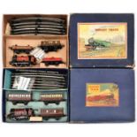 2x Hornby O Gauge clockwork LMS Train Sets. A No.101 Tank Passenger Set, comprising; a 0-4-0T