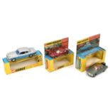 3x Corgi Toys. A Rolls Royce Silver Shadow (273), in metallic silver and blue. A Rover 2000TC (