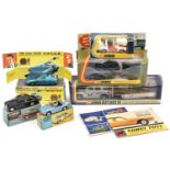 5 Corgi Toys. Riley Pathfinder Police Car (209) in black. Lotus Elan (318) in light metallic blue.