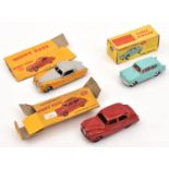 3 Dinky Toys. Ford Anglia (155) in turquoise with red interior. Plus an Austin Somerset Saloon (161)
