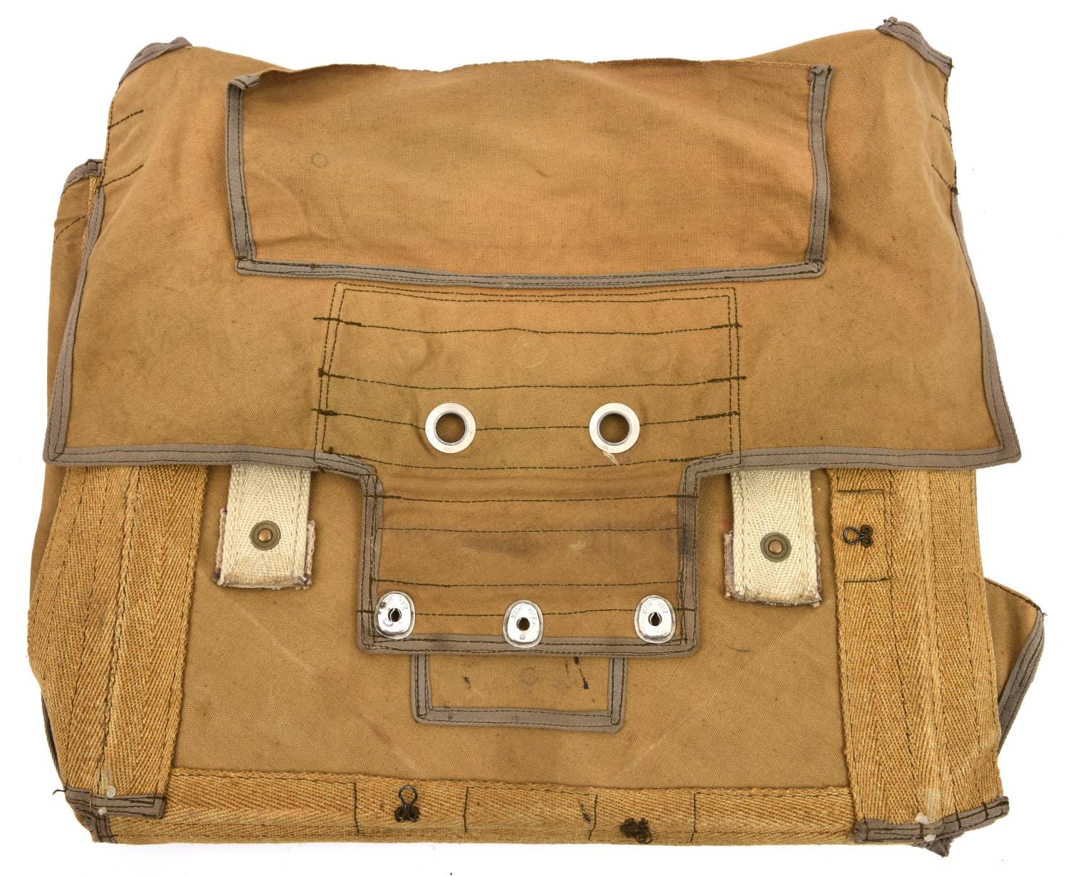 A WWII German canvas pack for Luftwaffe seat type parachute. GC