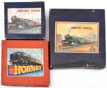 3x Hornby O Gauge clockwork Train Sets. A No.601 Goods Set, comprising; an LNER 0-4-0 tender