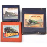 3x Hornby O Gauge clockwork Train Sets. A No.601 Goods Set, comprising; an LNER 0-4-0 tender