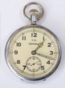 Optima Kriegsmarine pocketwatch. Plated case with hinged back, slight wear, 51mm diameter. Signed