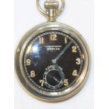 Buren pocket watch of Wehrmacht type. Steel case, excellent condition with coin edged bezel and