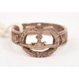 A silver coloured finger ring, the device in the form of a Third Reich U boat badge, the band