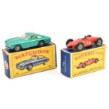 2 Matchbox Series. Ferrari Racing Car No.73. In bright red, with grey driver, RN73. Plus a Ferrari