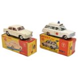 2 Dinky Toys. Volkswagen 1500 (144) in cream with red interior, spun wheels with black tyres.