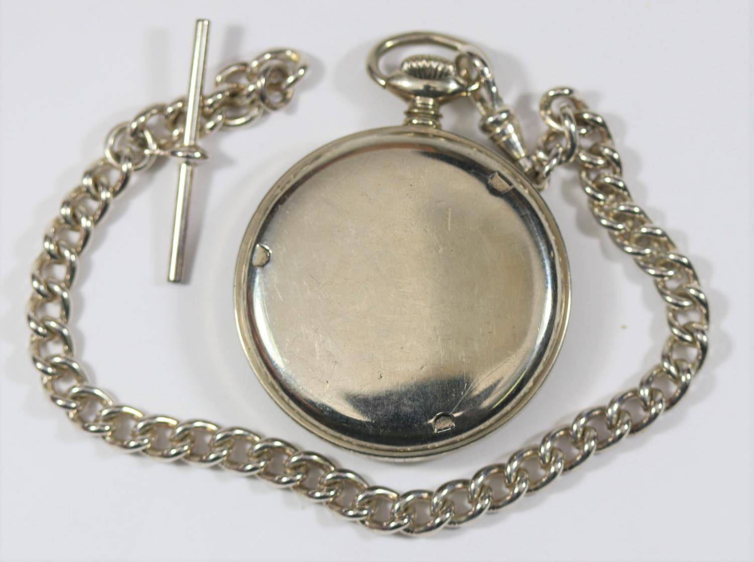 Doxa pocketwatch of type issued to Wehrmacht. Steel case with screw back, three tool indents on - Image 2 of 2