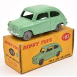 A Dinky Toys Fiat 600 Saloon (183). In light green with smooth grey solid plastic wheels. Boxed,