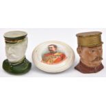 3 General Buller items: small head and shoulders Toby Jug, 6”; colour printed head and shoulders