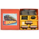 Hornby O Gauge clockwork Passenger Set No.51. Comprising; a BR 0-4-0 tender locomotive, 50153, in