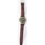 D marked Record Watch Co wristwatch. Serial D492688. Plated case, brushed finish, heavy wear to