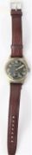 D marked Record Watch Co wristwatch. Serial D492688. Plated case, brushed finish, heavy wear to