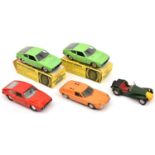 5x white metal and diecast vehicles. 2x Spanish Dinky Toys Simca Matra Bagheeras (011454), both