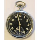 DH marked Orator pocket watch. Plated case, screw back, with three tool indents, light scratches,