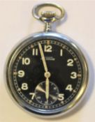 DH marked Orator pocket watch. Plated case, screw back, with three tool indents, light scratches,