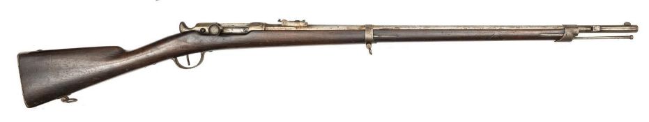 A probably unique 11mm French Model 1866 Chassepot bolt action needle fire rifle, 51½” overall,