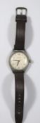 D.I.H marked Helvetia centre seconds wristwatch. Serial D.I.001290H. Plated case with snap back,