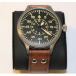 Modern Steinhart B-Uhr automatic wristwatch, replica of WW2 German pilots watch. Swiss made, ETA