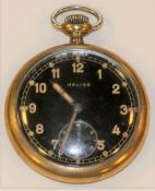 DH marked Helios pocket watch. Serial D41061H. Plated case, almost all plating removed, screw back