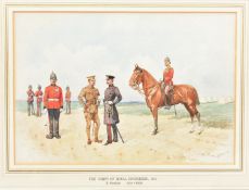 A watercolour signed “R. Simkin” (1851-1926) of “The Corps of Royal Engineers, 1911”, showing a