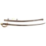 A French M1822 light cavalry troopers sword, curved, fullered blade 36”, with narrow back fuller