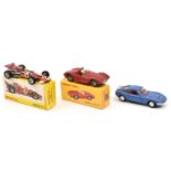 3 French Dinky Toys. Surtees TS5 (1433) single seat racing car in red complete with driver, RN14,