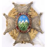 Ecuador: Order of National Merit, breast star, diam 76mm, enamelled central medallion of sun above 3