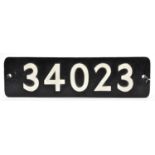 A Replica Locomotive Smokebox Number Plate. A plate cast in aluminium for Bulleid West Country