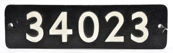 A Replica Locomotive Smokebox Number Plate. A plate cast in aluminium for Bulleid West Country