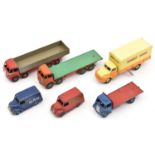 6 Dinky Toys. Bedford Pallet Jekta Van in Dinky Toys yellow and orange livery, 2x Fodens- Flatbed in