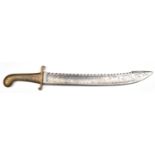 A Russian 1827 pioneer sidearm, slightly curved, shallow fullered sawbacked blade 19½”, with
