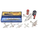 10x Dinky Toys. Including 6x aircraft; Long Range Bomber, Seaplane, Twin Engines Fighter, Shooting