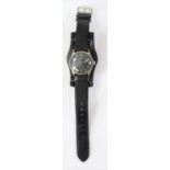 RLM marked Aeschbach wristwatch. Serial RLM 709299. Plated case, brushed finish, considerable wear