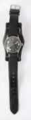 RLM marked Aeschbach wristwatch. Serial RLM 709299. Plated case, brushed finish, considerable wear