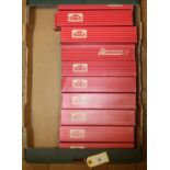 13x Hornby Dublo corridor coaches. Including 9x in maroon livery; 2x Sleeping Car, Restaurant Car,