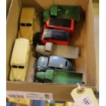 8 Dinky Toys. Morris Royal Mail van, Daimler Ambulance, Plymouth American Estate Car, Royal Mail