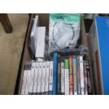 A box of console games and cables