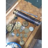 A mixed lot comprising a Sterling silver propelling pencil, a telescope and weights.