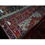 An old cotton and silk Sumak kilim