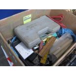 A box of tools and garage ware