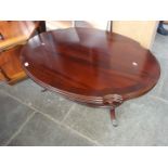An oval coffee table