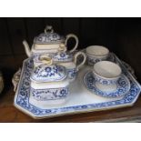 Continental china tea for two set with tray - one lid damaged